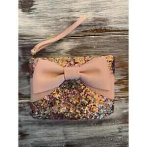 Betsey Johnson Fairy Bow Sequin Wristlet Clutch